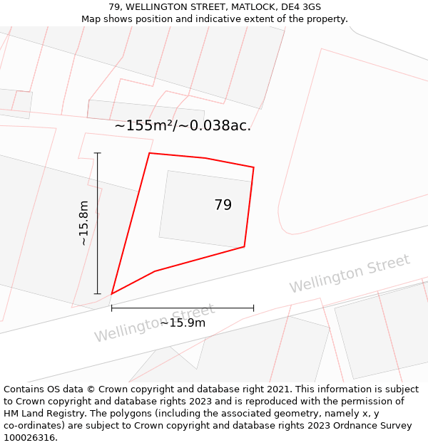 79, WELLINGTON STREET, MATLOCK, DE4 3GS: Plot and title map