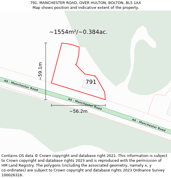 791, MANCHESTER ROAD, OVER HULTON, BOLTON, BL5 1AX: Plot and title map