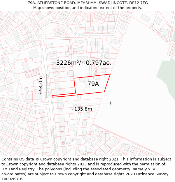 79A, ATHERSTONE ROAD, MEASHAM, SWADLINCOTE, DE12 7EG: Plot and title map