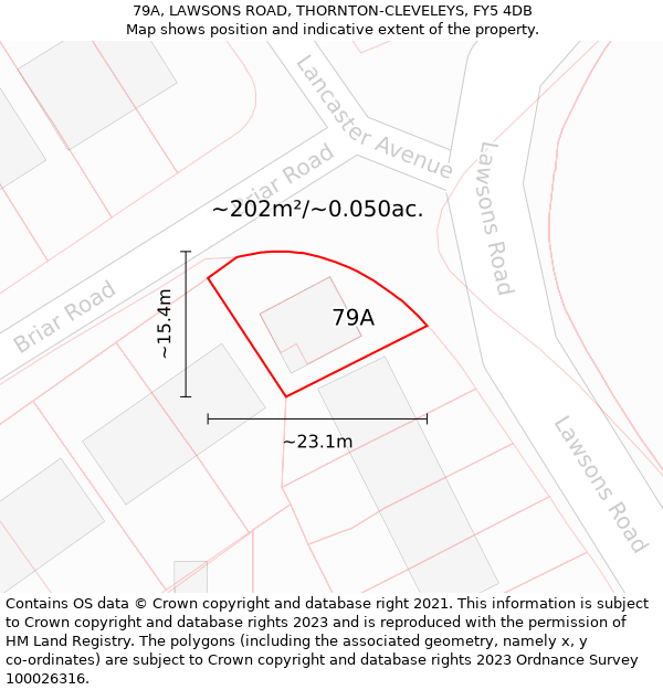 79A, LAWSONS ROAD, THORNTON-CLEVELEYS, FY5 4DB: Plot and title map