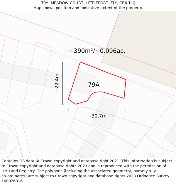 79A, MEADOW COURT, LITTLEPORT, ELY, CB6 1LQ: Plot and title map