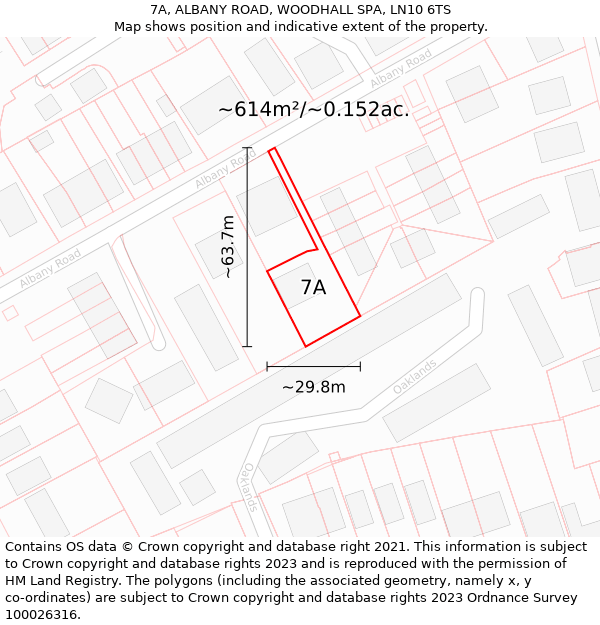 7A, ALBANY ROAD, WOODHALL SPA, LN10 6TS: Plot and title map