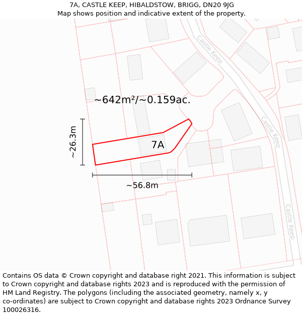 7A, CASTLE KEEP, HIBALDSTOW, BRIGG, DN20 9JG: Plot and title map