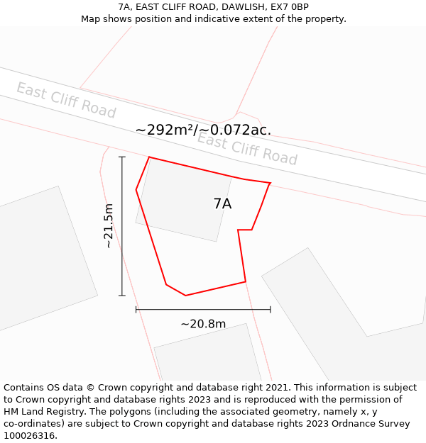 7A, EAST CLIFF ROAD, DAWLISH, EX7 0BP: Plot and title map
