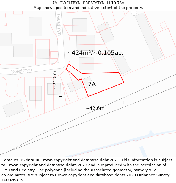 7A, GWELFRYN, PRESTATYN, LL19 7SA: Plot and title map