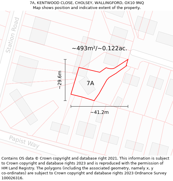 7A, KENTWOOD CLOSE, CHOLSEY, WALLINGFORD, OX10 9NQ: Plot and title map