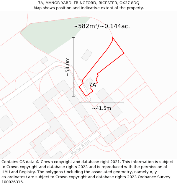 7A, MANOR YARD, FRINGFORD, BICESTER, OX27 8DQ: Plot and title map