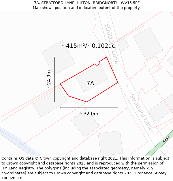 7A, STRATFORD LANE, HILTON, BRIDGNORTH, WV15 5PF: Plot and title map