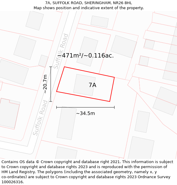 7A, SUFFOLK ROAD, SHERINGHAM, NR26 8HL: Plot and title map