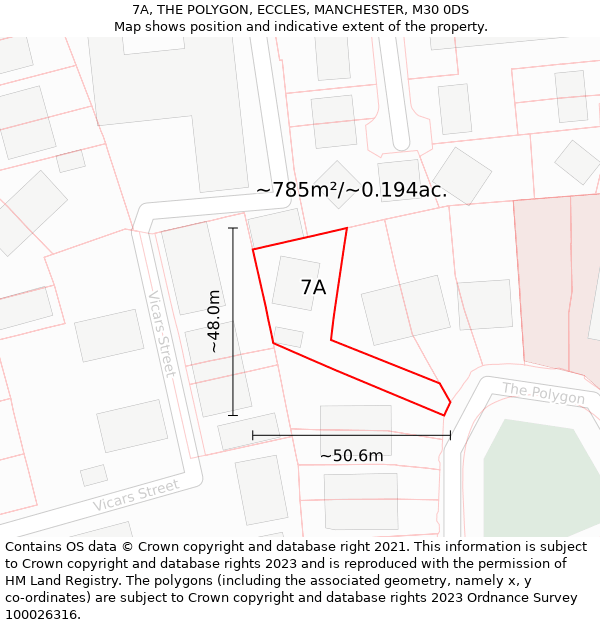 7A, THE POLYGON, ECCLES, MANCHESTER, M30 0DS: Plot and title map