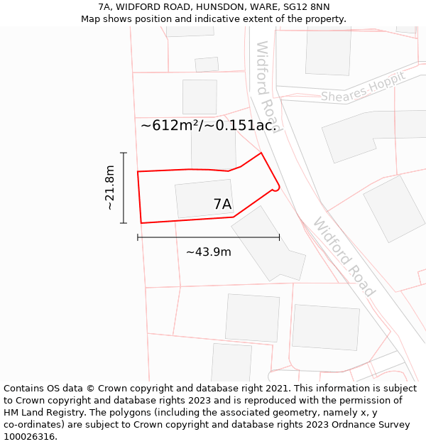 7A, WIDFORD ROAD, HUNSDON, WARE, SG12 8NN: Plot and title map