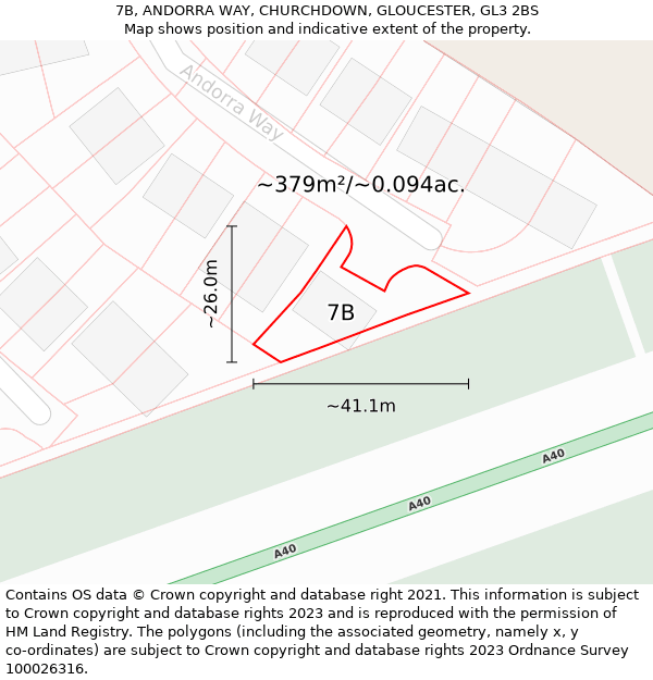 7B, ANDORRA WAY, CHURCHDOWN, GLOUCESTER, GL3 2BS: Plot and title map