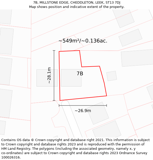 7B, MILLSTONE EDGE, CHEDDLETON, LEEK, ST13 7DJ: Plot and title map