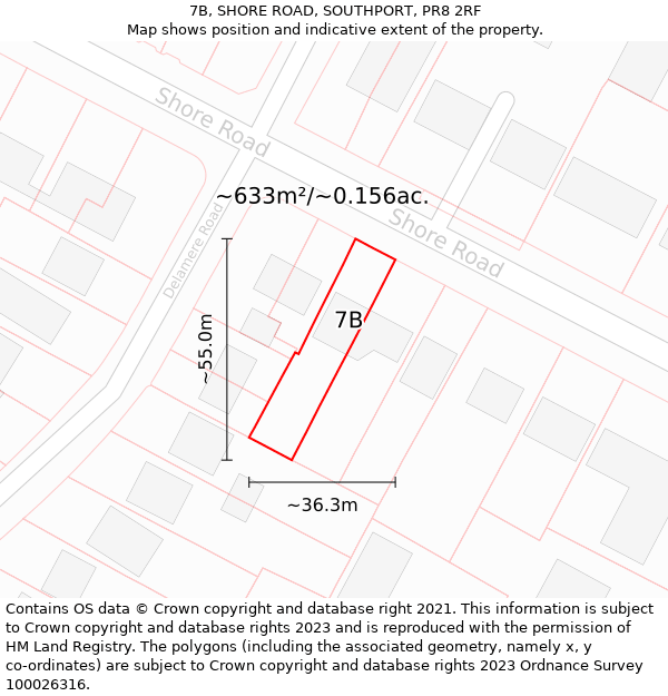 7B, SHORE ROAD, SOUTHPORT, PR8 2RF: Plot and title map