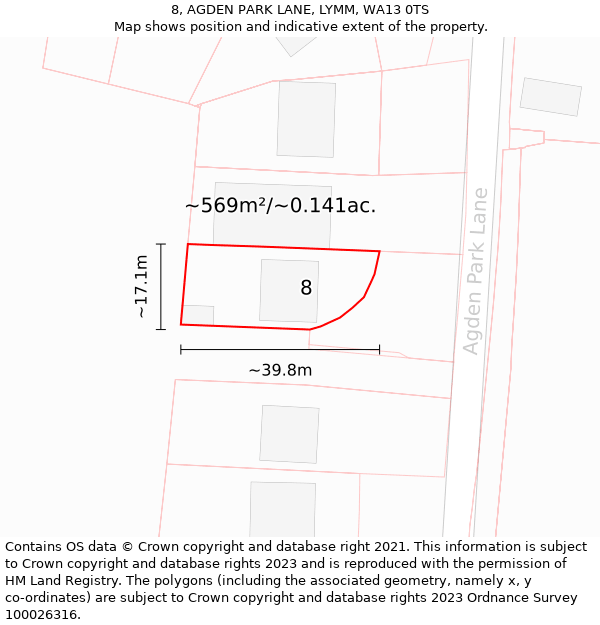 8, AGDEN PARK LANE, LYMM, WA13 0TS: Plot and title map