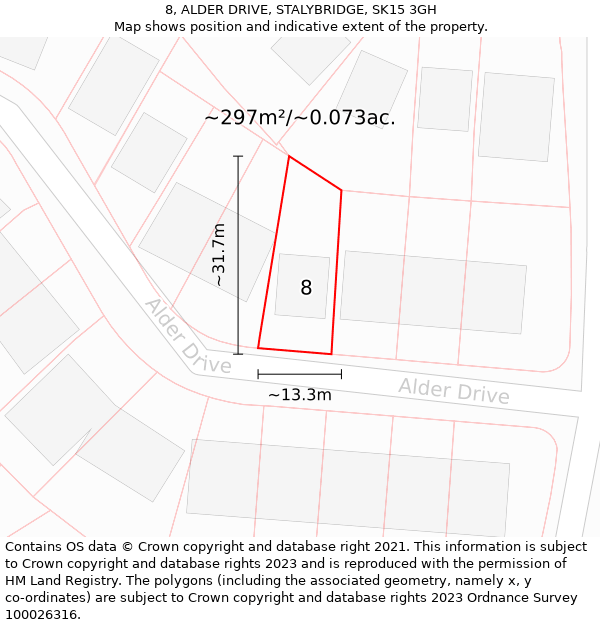 8, ALDER DRIVE, STALYBRIDGE, SK15 3GH: Plot and title map