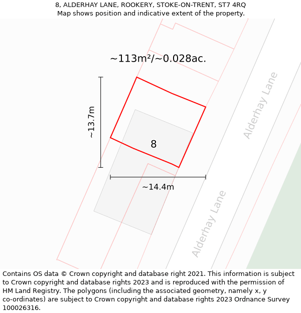 8, ALDERHAY LANE, ROOKERY, STOKE-ON-TRENT, ST7 4RQ: Plot and title map