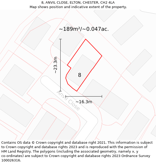 8, ANVIL CLOSE, ELTON, CHESTER, CH2 4LA: Plot and title map