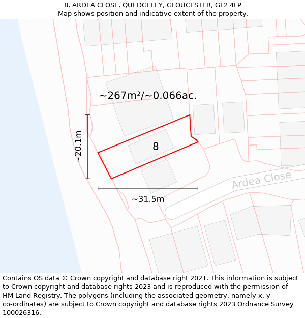 8, ARDEA CLOSE, QUEDGELEY, GLOUCESTER, GL2 4LP: Plot and title map