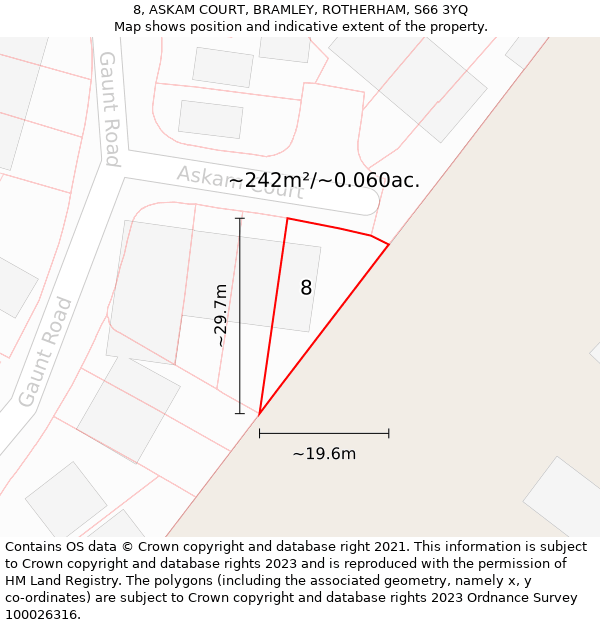 8, ASKAM COURT, BRAMLEY, ROTHERHAM, S66 3YQ: Plot and title map
