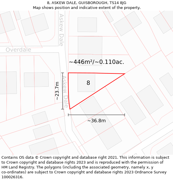 8, ASKEW DALE, GUISBOROUGH, TS14 8JG: Plot and title map