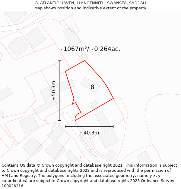 8, ATLANTIC HAVEN, LLANGENNITH, SWANSEA, SA3 1AH: Plot and title map