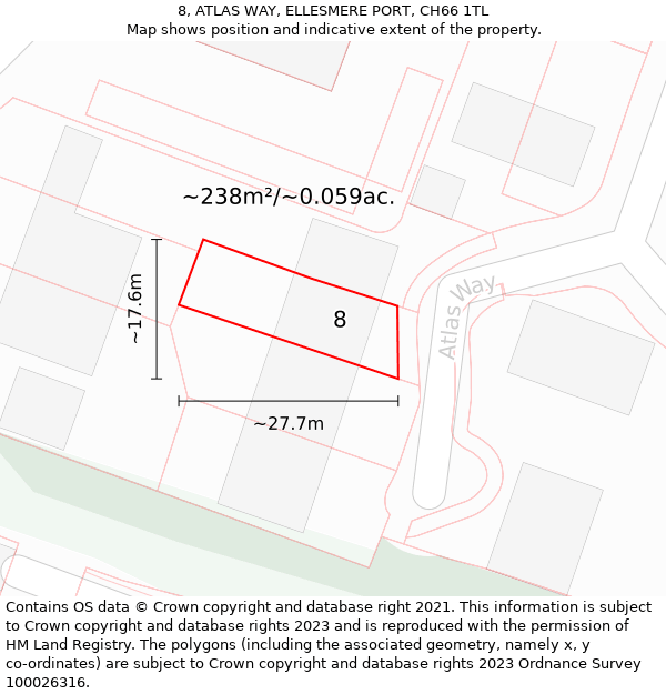 8, ATLAS WAY, ELLESMERE PORT, CH66 1TL: Plot and title map