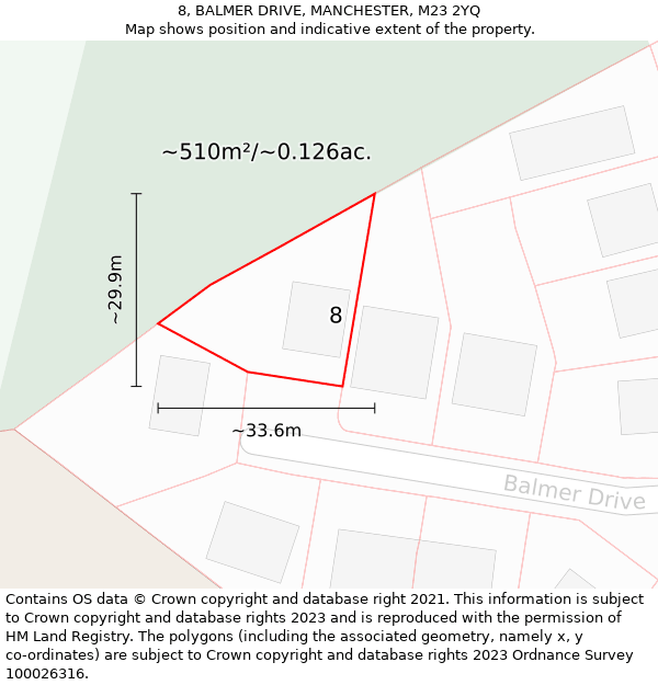 8, BALMER DRIVE, MANCHESTER, M23 2YQ: Plot and title map