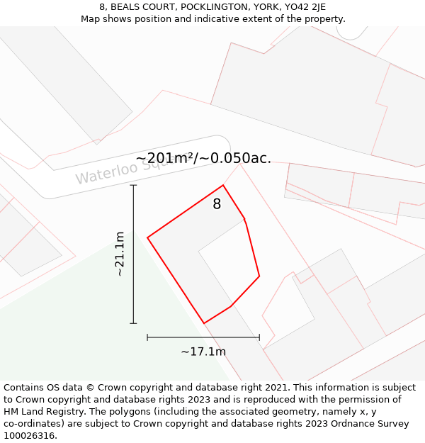 8, BEALS COURT, POCKLINGTON, YORK, YO42 2JE: Plot and title map