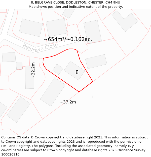 8, BELGRAVE CLOSE, DODLESTON, CHESTER, CH4 9NU: Plot and title map