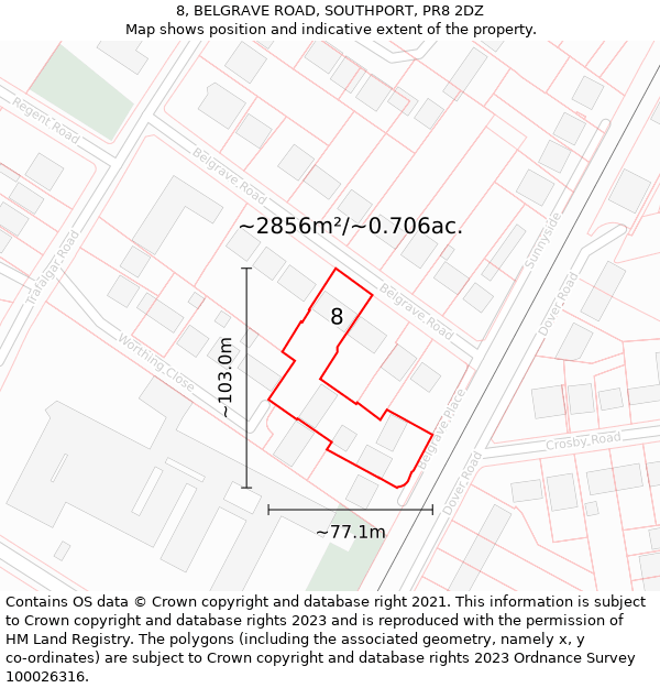 8, BELGRAVE ROAD, SOUTHPORT, PR8 2DZ: Plot and title map