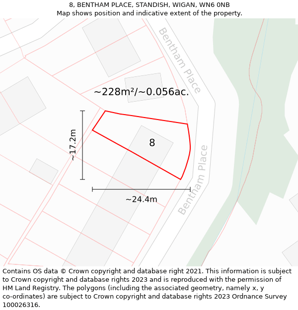 8, BENTHAM PLACE, STANDISH, WIGAN, WN6 0NB: Plot and title map