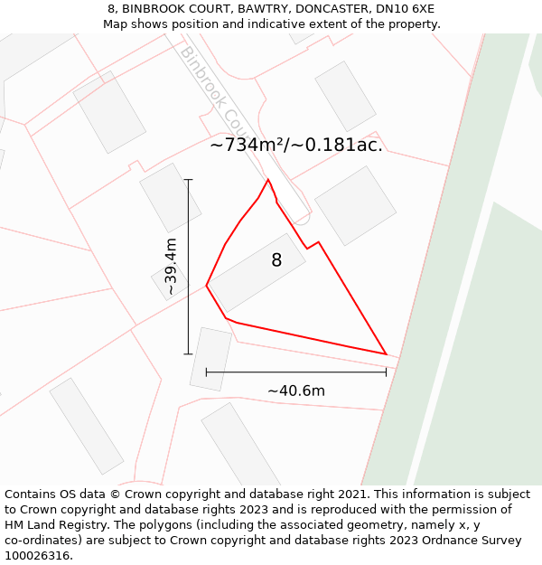 8, BINBROOK COURT, BAWTRY, DONCASTER, DN10 6XE: Plot and title map