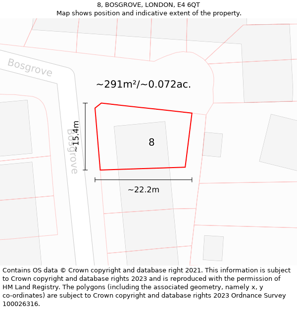 8, BOSGROVE, LONDON, E4 6QT: Plot and title map