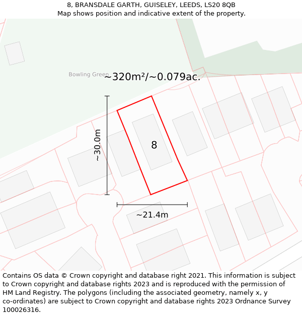 8, BRANSDALE GARTH, GUISELEY, LEEDS, LS20 8QB: Plot and title map