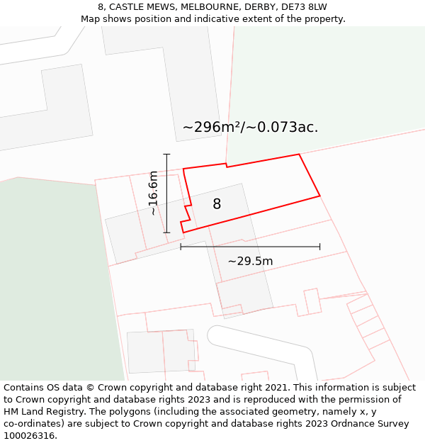 8, CASTLE MEWS, MELBOURNE, DERBY, DE73 8LW: Plot and title map