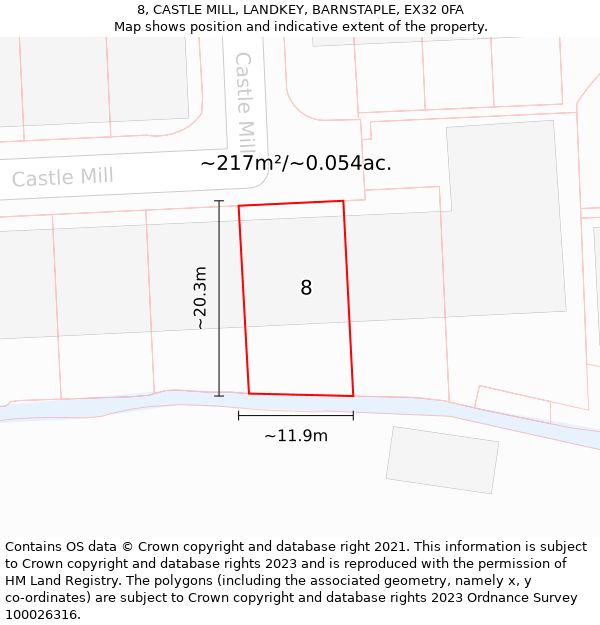 8, CASTLE MILL, LANDKEY, BARNSTAPLE, EX32 0FA: Plot and title map