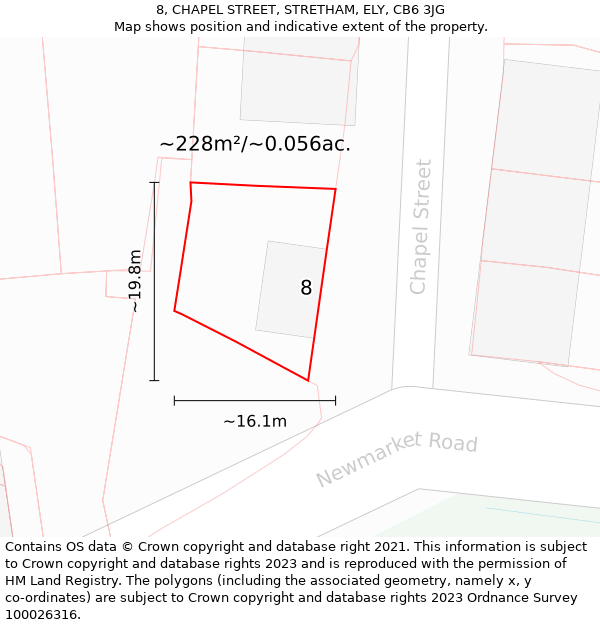 8, CHAPEL STREET, STRETHAM, ELY, CB6 3JG: Plot and title map