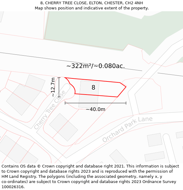 8, CHERRY TREE CLOSE, ELTON, CHESTER, CH2 4NH: Plot and title map