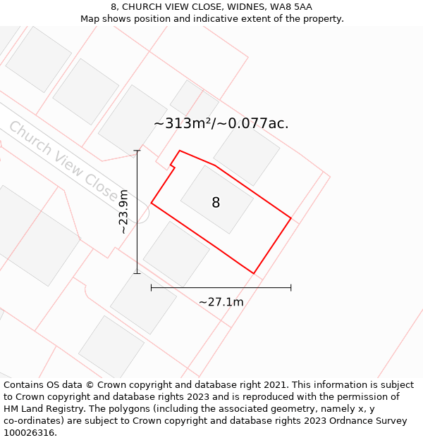 8, CHURCH VIEW CLOSE, WIDNES, WA8 5AA: Plot and title map