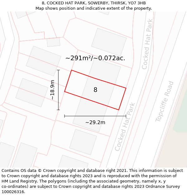 8, COCKED HAT PARK, SOWERBY, THIRSK, YO7 3HB: Plot and title map