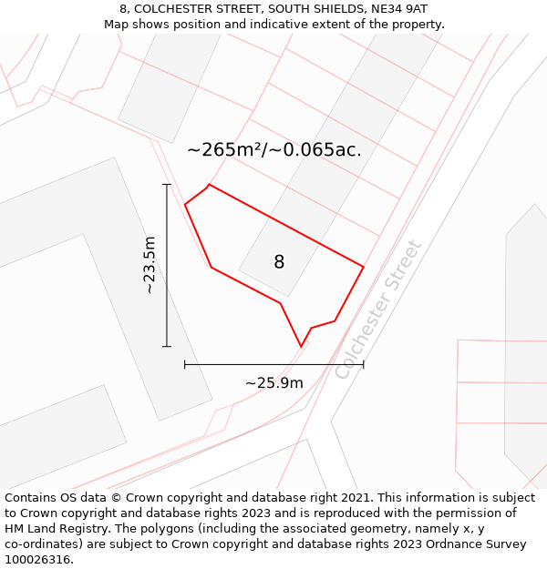 8, COLCHESTER STREET, SOUTH SHIELDS, NE34 9AT: Plot and title map