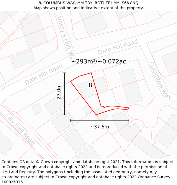 8, COLUMBUS WAY, MALTBY, ROTHERHAM, S66 8NQ: Plot and title map