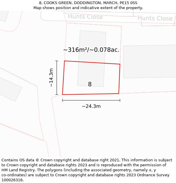 8, COOKS GREEN, DODDINGTON, MARCH, PE15 0SS: Plot and title map