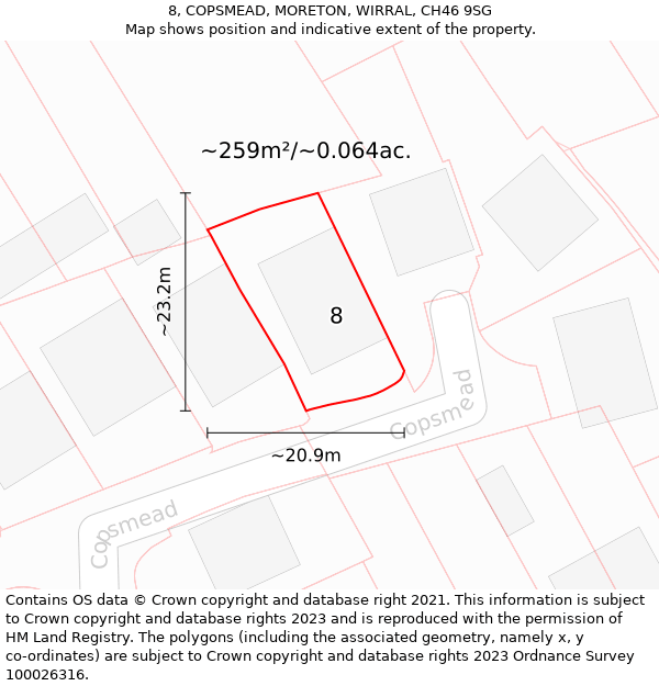 8, COPSMEAD, MORETON, WIRRAL, CH46 9SG: Plot and title map