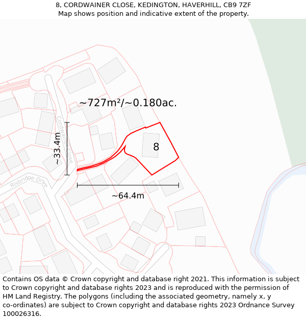 8, CORDWAINER CLOSE, KEDINGTON, HAVERHILL, CB9 7ZF: Plot and title map