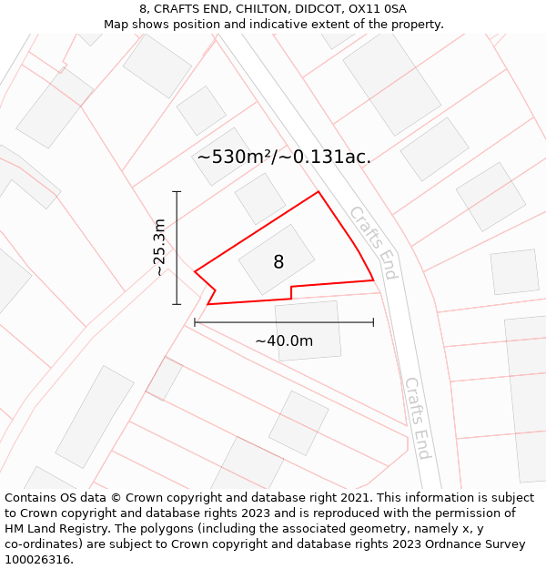 8, CRAFTS END, CHILTON, DIDCOT, OX11 0SA: Plot and title map