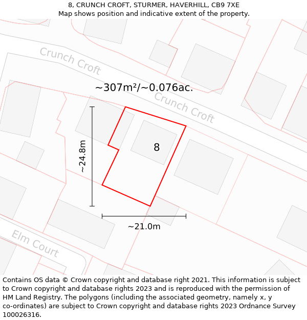 8, CRUNCH CROFT, STURMER, HAVERHILL, CB9 7XE: Plot and title map