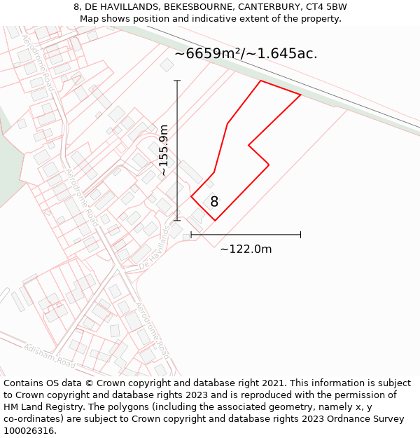 8, DE HAVILLANDS, BEKESBOURNE, CANTERBURY, CT4 5BW: Plot and title map