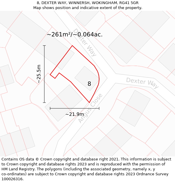 8, DEXTER WAY, WINNERSH, WOKINGHAM, RG41 5GR: Plot and title map